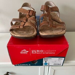 Abeo sandals, Bea style, Size 8, Tan in color, Never worn.